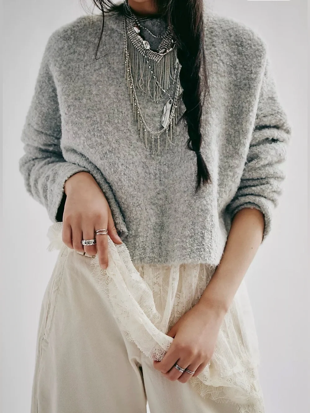 We The Free by Free People 🧸 Women’s Stormy Pullover Cozy Grey Sweater Size XS